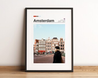 Amsterdam Travel Poster | Amsterdam Travel Print - Amsterdam Print - Travel Poster - Minimalist - Travel - Colour Palette