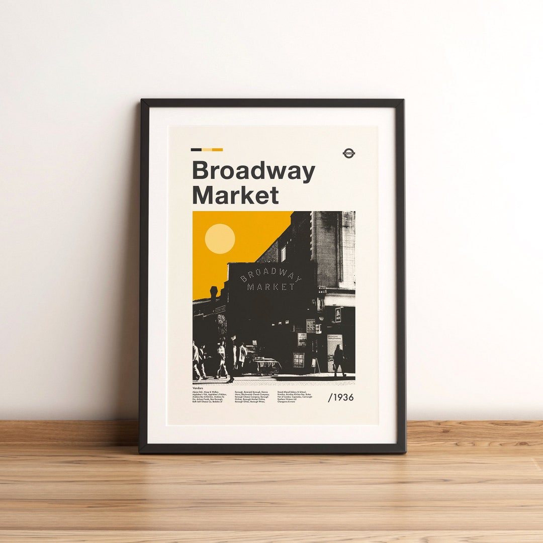 Tooting Broadway Market Poster Tooting Broadway Mid Century Style Print