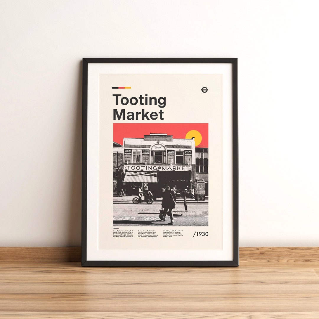 Tooting Market Poster Tooting Market Mid Century Style Print Etsy UK