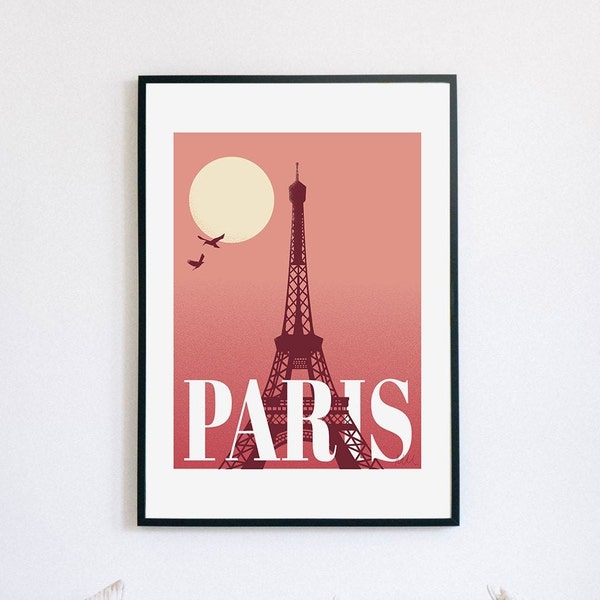 Paris, Illustration Druck (rosa)| Abschlussgeschenk | Uni Geschenk | Kunstdruck | Poster