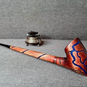 Handcrafted Pear Wood Tobacco Pipe: Long Churchwarden Style, 9mm Filter