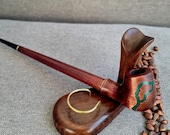 Long pipe Spark with gemstone emerald , Smoking pipe, Tobacco pipe, Exclusive wooden pipes, Wood carved smoking pipes, Tobacco bowl