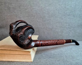 Long Churchwarden Tobacco Pipe: Handcrafted Pear Wood, 9mm Filter