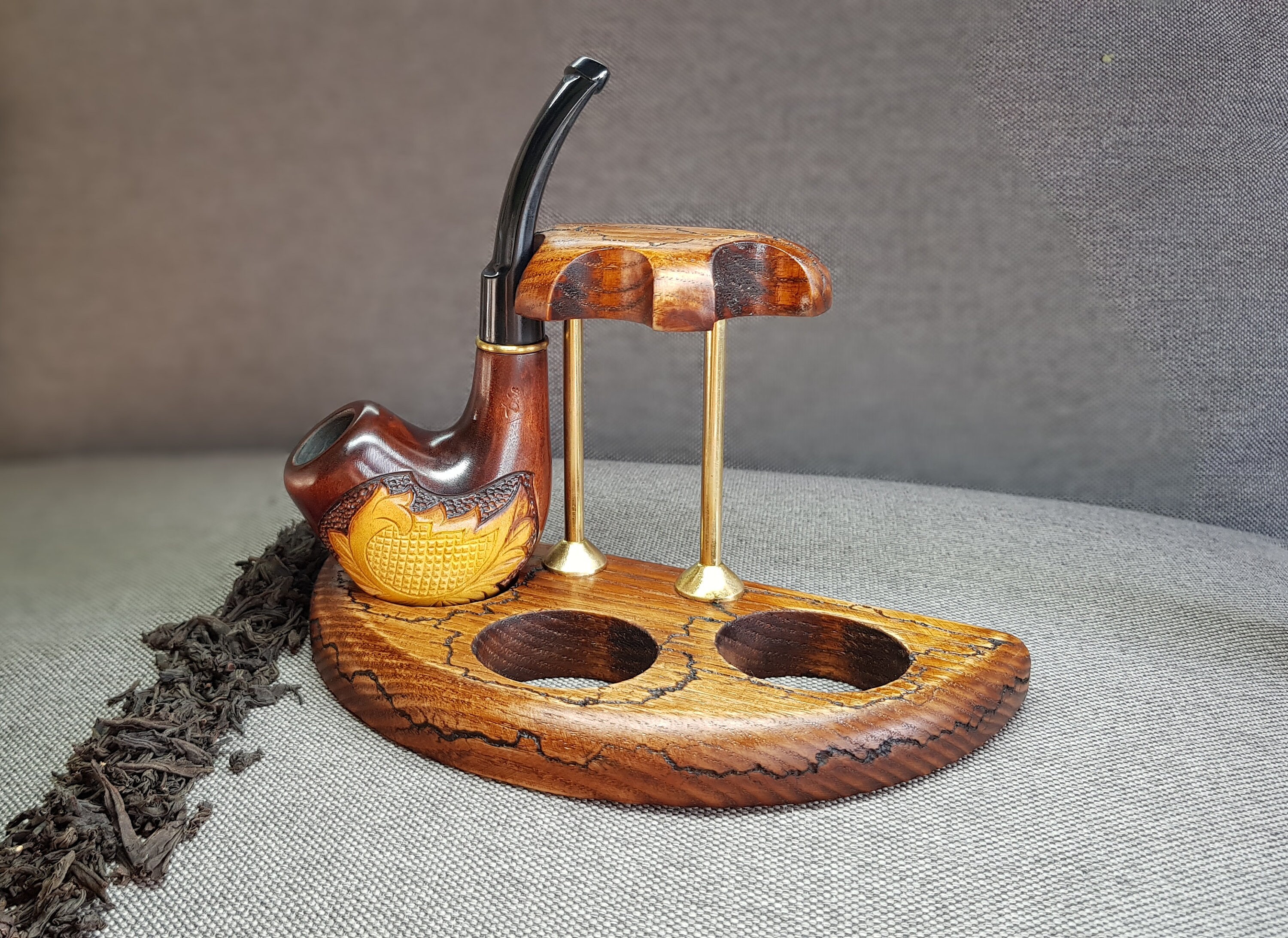 Wooden Pipe Stand Holder for Smoking Pipes Wood carved Stand Etsy