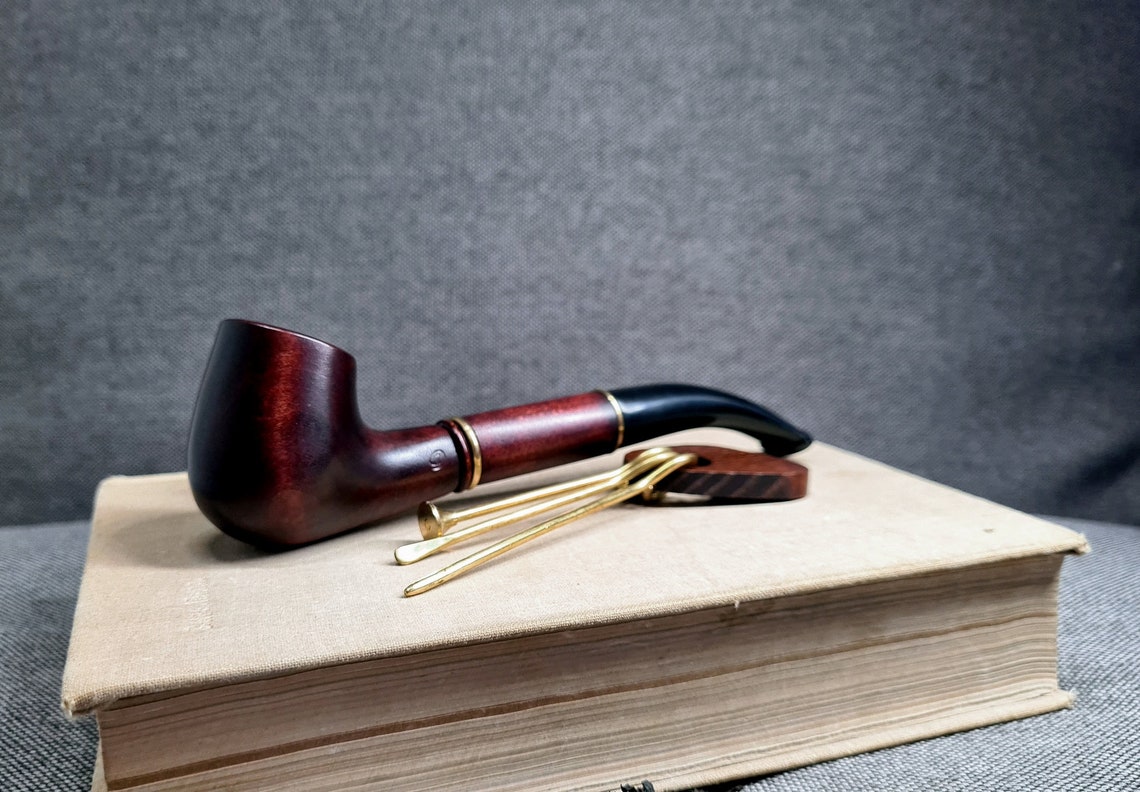 Wood tobacco pipe with Cleaning tool Briar pipe Tobacco bowl Etsy