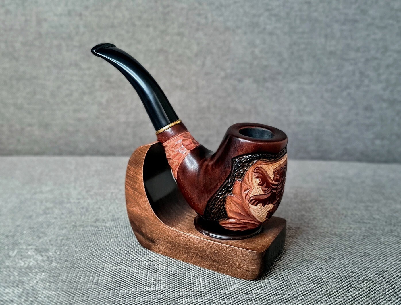 unique tobacco bowls Tobacco Wooden Pipe Lion Handcrafted Smoking Bowl Gift for Him Pipes 9 Mm  Filter