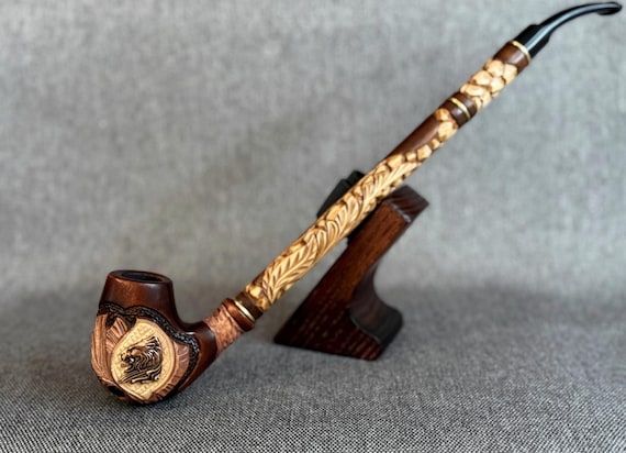 16″ Extra Long Hand Carved Stem Wooden Tobacco Pipe – Up In Sky Cannabis & Tobacconist - Foto 5