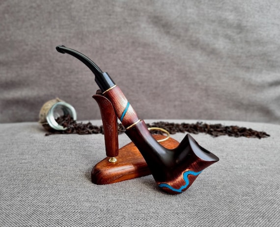 wooden tobacco pipes australia Smoking Pipe With Gemstone Turquoise Wood Tobacco Pipe Gift for Smokers  Long Pipes