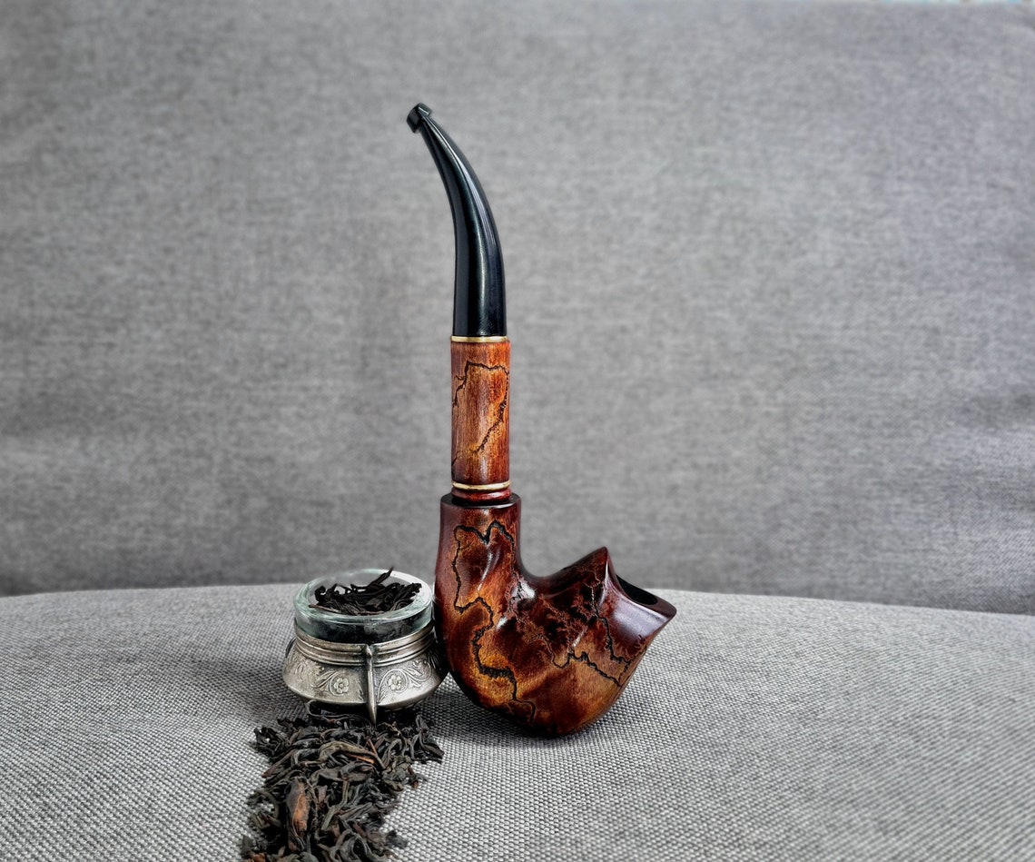 Wood Tobacco Bowl Tobacco Smoking Pipe Gift Carved Pipe Long Etsy