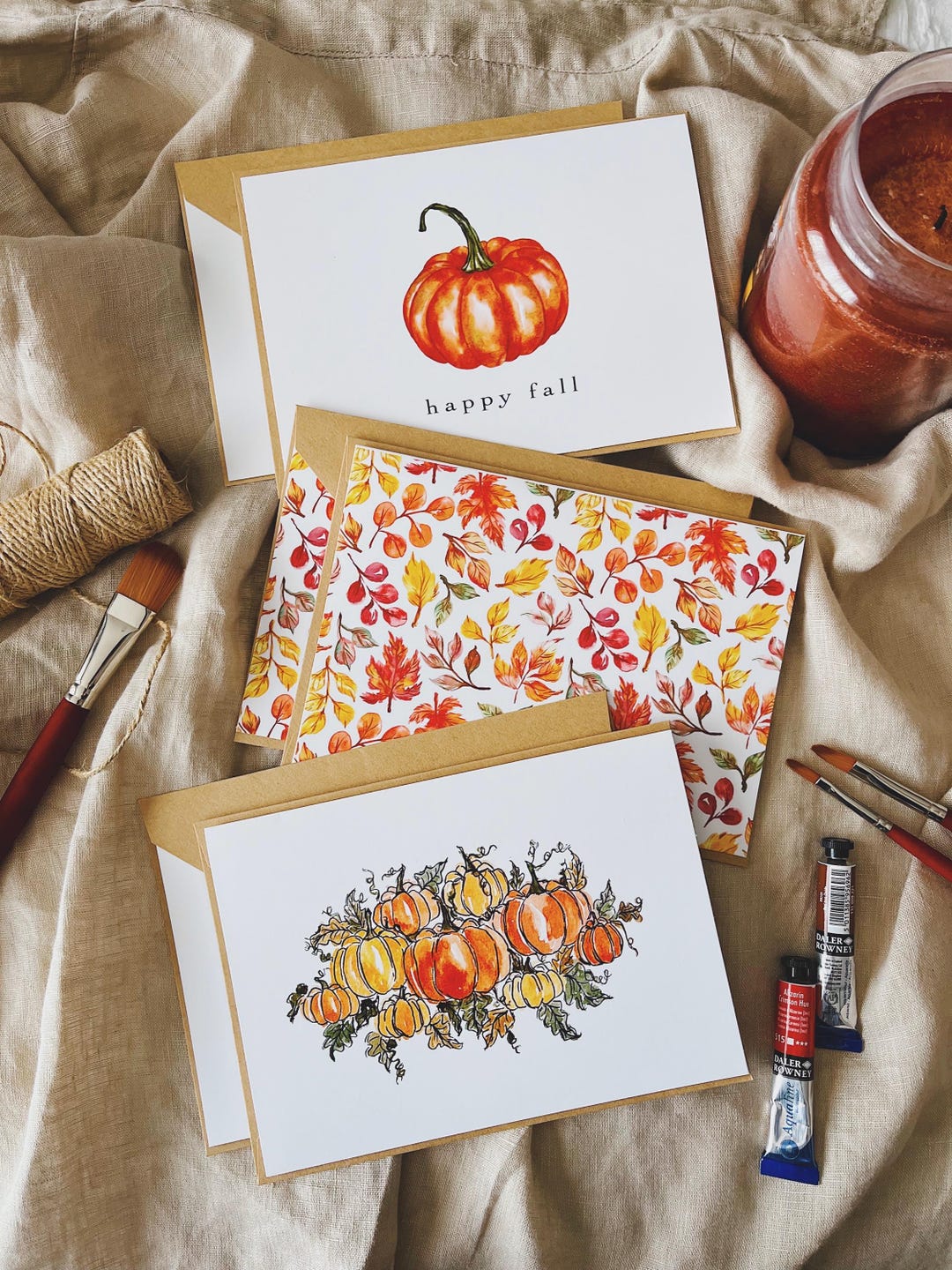 Watercolour Autumn Greeting Card Set of 3 | Handmade Watercolor ...
