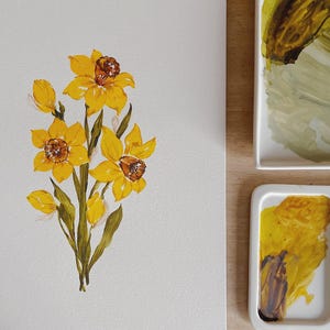 Aquarell Narzissen Druck/Blumen Kunst Druck/Aquarell Botanisch/Narzisse Frühling Druck/Fine Art Blumen Druck/Gelbe Blumen Wand Kunst