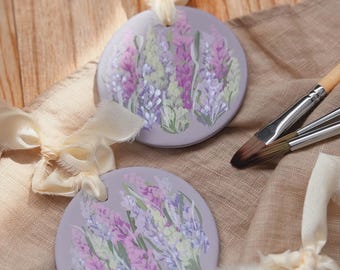 Hand Painted Lupin Ornament | Shimmer Purple Lupins | Holiday Mother’s Day Gift