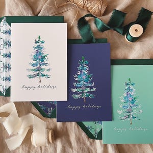 Biglietto d'auguri con pino invernale/Biglietto vuoto fatto a mano con albero di pino/Biglietto di auguri di Natale con abete blu/Biglietto di buone feste/Biglietto di auguri di buon Natale