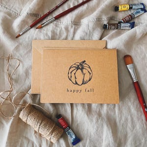 Carte de voeux citrouille automne/carte vierge faite main/carte citrouille encre/carte de voeux automne/carte Happy Thanksgiving/carte de voeux Halloween