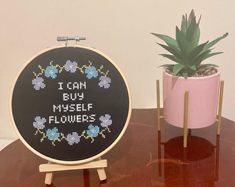 I can buy myself flowers COMPLETED cross stitch. Funny/rude/sassy