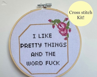 Rude, funny, offensive ‘pretty things’ cross stitch kit