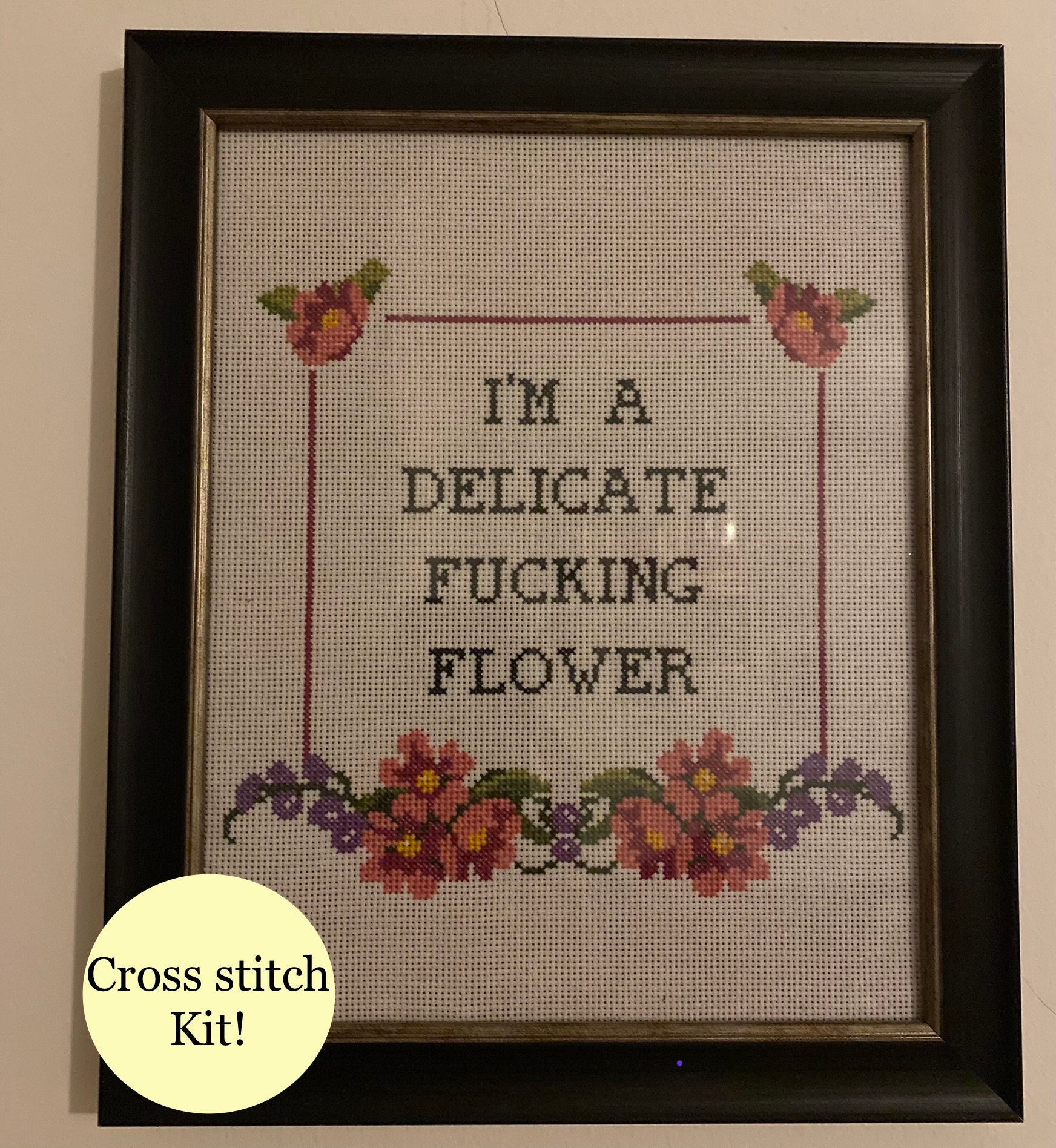 Large rude offensive cross stitch KIT Im a delicate Etsy