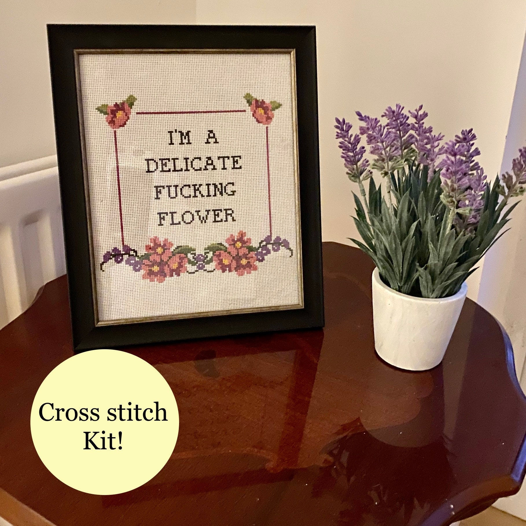Large rude offensive cross stitch KIT Im a delicate Etsy