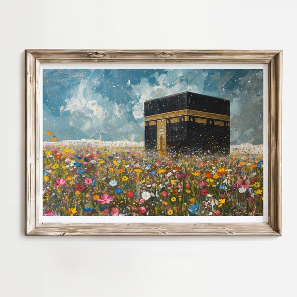 Kaaba Abstract Painting | Printable Islamic Kaaba Art | Mecca Wall Art | Mecca Harram Painting | Islamic Printables | Islamic Home Decor