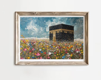 Kaaba Abstract Painting | Printable Islamic Kaaba Art | Mecca Wall Art | Mecca Harram Painting | Islamic Printables | Islamic Home Decor