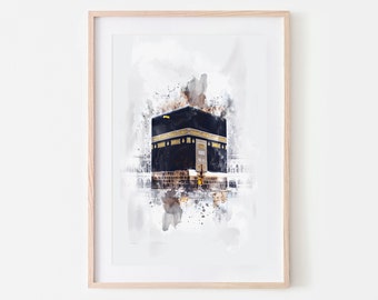 Kaaba Abstract Minimalist Wall Art | Digital Painting of the Kaaba in Mecca | Minimalist Islamic Wall Art | Muslim Home Decor | Modern Islam