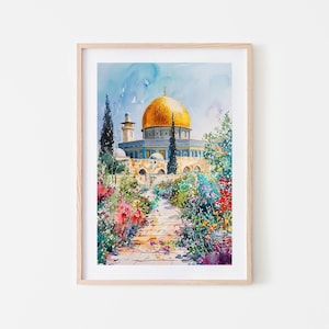 Al Aqsa Digital Painting | Al Aqsa Wall Art | Printable of Dome of the Rock | Masjid Al Aqsa | Islamic Wall Art | Islamic Decor Palestine