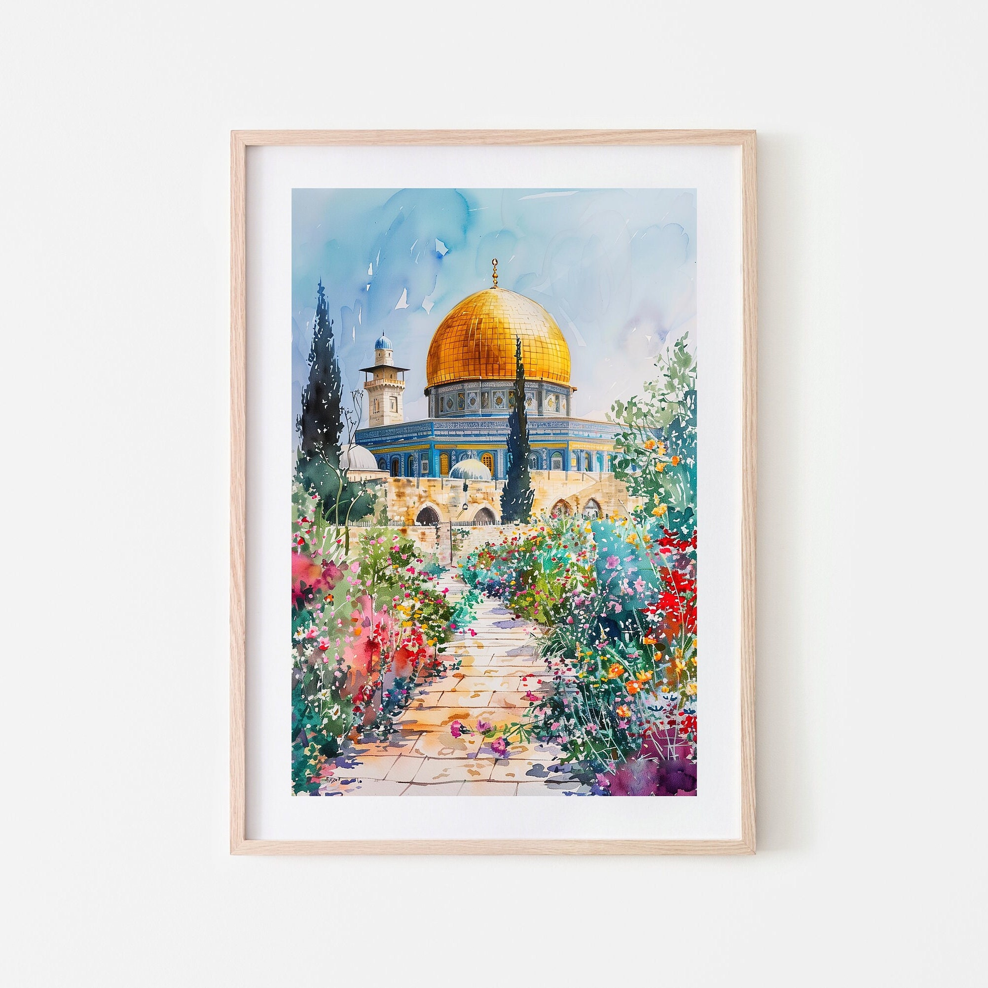 Al Aqsa Digital Painting | Al Aqsa Wall Art | Printable of Dome of the Rock | Masjid Al Aqsa | Islamic Wall Art | Islamic Decor Palestine