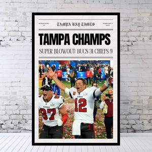 Tampa Bay Newspaper, Super Bowl, 2021, Tom Brady, Gronk, Tampa Bay Football, Tampa Bay Super Bowl, NFL, Tampa Bay Poster, Tampa Bay Print