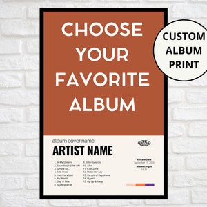 Custom Album Cover Art, You choose ANY album, Custom Album Poster, Music Gift, Custom Album Print