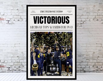 Michigan Wolverines Newspaper, 2023 National Champions, Michigan Football, VICTORIOUS