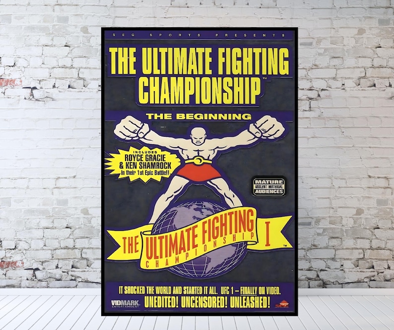 UFC 1 Fight Poster, Vintage UFC, Gracie vs Shamrock image 1