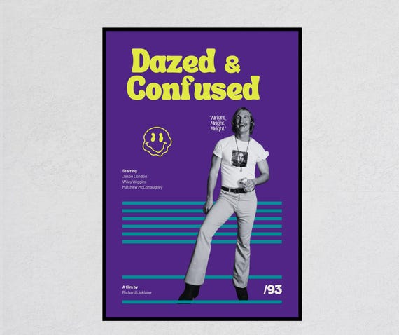 Dazed & Confused Movie Poster: Retro Art Print - Etsy