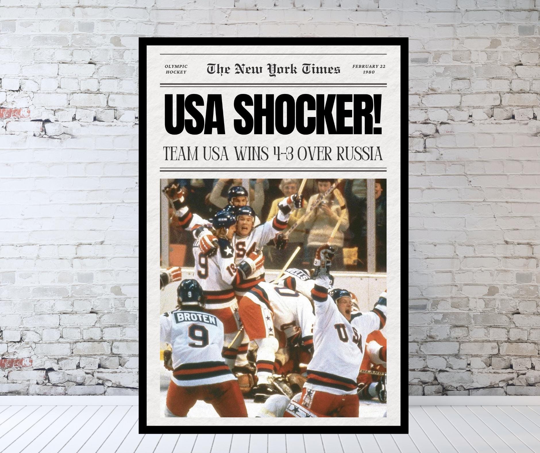 Miracle on Ice Newspaper, USA Hockey, Olympics, Hockey Newspaper