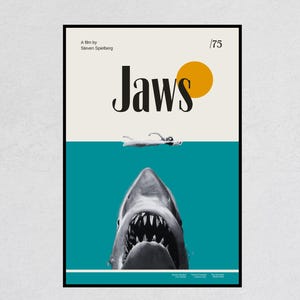 JAWS - Retro Movie Print | Modern Vintage | Mid Century Modern | Minimalist | Movie Art | Movie Poster