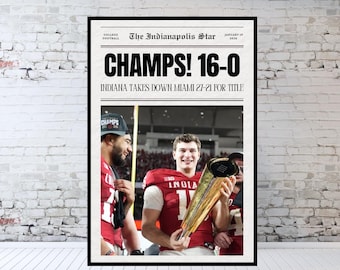 Indiana Hoosiers Football National Champions Newspaper, 2025-2026, CHAMPS! 16-0