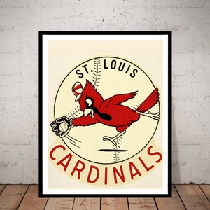 Vintage St Louis Cardinals Poster Print, Baseball Poster, Original Art, Retro