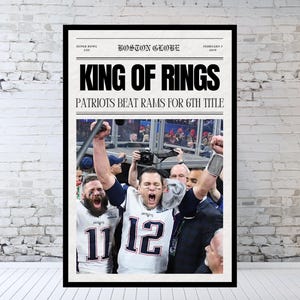 New England Patriots Newspaper, Super Bowl Champions, Super Bowl LIII, New England Patriots Print, New England Patriots Poster, 2019
