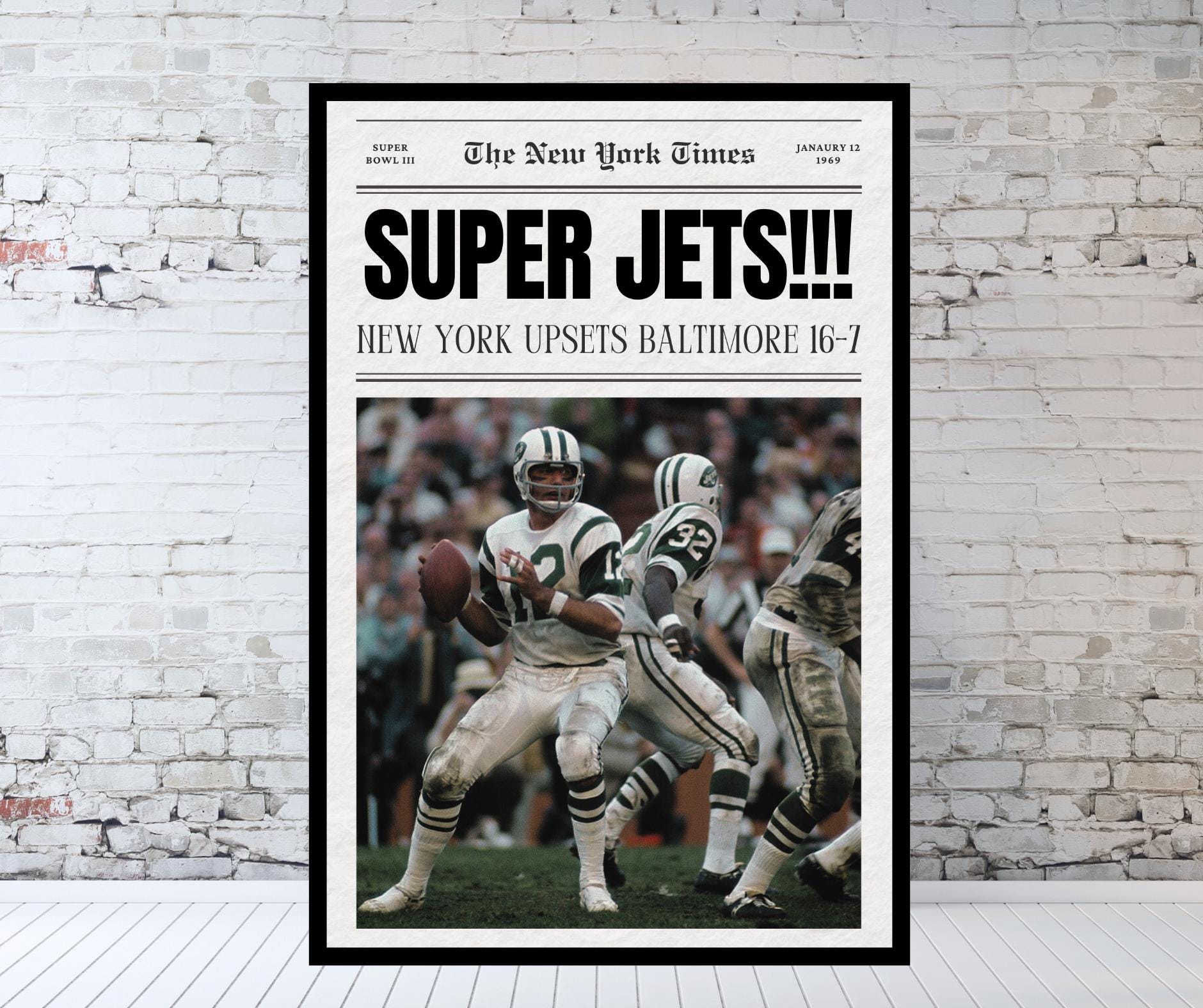 New York Jets Newspaper Jets Super Bowl Joe Namath New York Jets Poster Vintage NFL Vintage Jets New York Super Bowl III 1969 Etsy