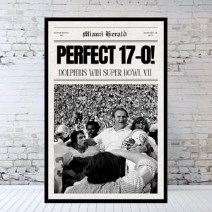 Miami Dolphins 17-0 Newspaper, Miami Dolphins Undefeated, Don Shula, Vintage Football, Vintage NFL, 1972