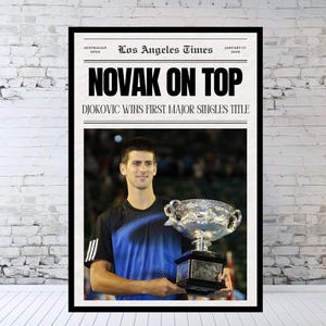 Novak Djokovic 2008 Australian Open Victory, First Major Singles Title Newspaper