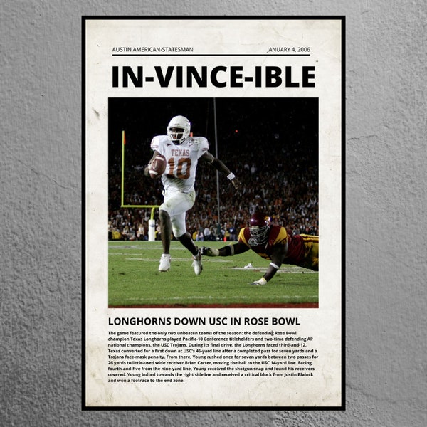 Texas Longhorns Newspaper, 2006 Rose Bowl, National Champions, Vince Young, Texas Football, Longhorns Football, Rose Bowl Champions