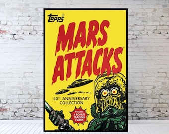Mars Attacks Poster Print, Trading Cards, Vintage Wax Pack, Movie Art
