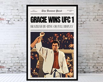 Royce Gracie UFC Newspaper Print: UFC 1, Jiu-Jitsu, Vintage MMA, 1993