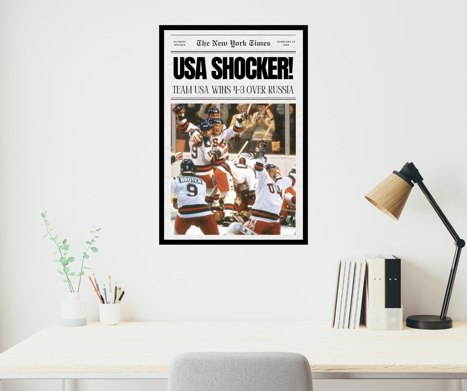 Miracle on Ice Newspaper, USA Hockey, Olympics, Hockey Newspaper