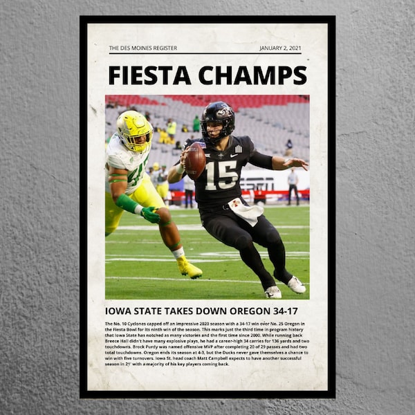 Iowa State Newspaper, 2021 Fiesta Bowl, Iowa State Cyclones, Iowa State Football, Brock Purdy, Breece Hall, Matt Campbell, Iowa State Fiesta