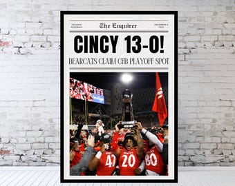 Cincinnati Bearcats Newspaper, AAC Champions, Cincinnati Football, CINCY 13-0!