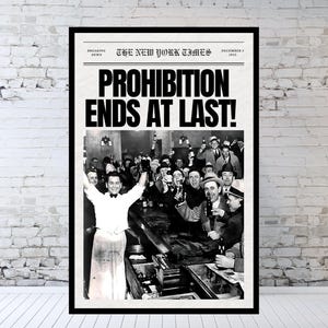 Prohibition Newspaper, Beer Print, Mancave, Alcohol Poster, Bootleggers, Vintage Newspaper, 1933