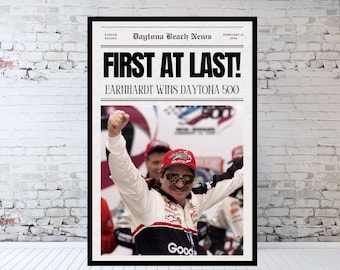 Dale Earnhardt Daytona 500 Newspaper Print: Nascar Wall Art