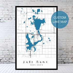 Custom Lake Map Print: Modern Nautical Wall Art