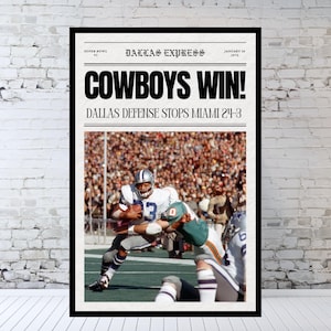 Dallas Cowboys Newspaper, Super Bowl VI, 1972 Super Bowl Champions